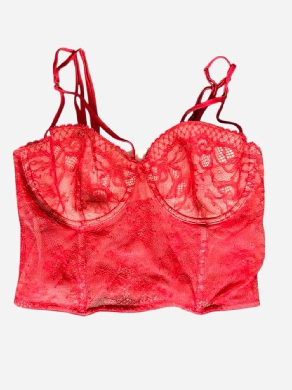 Victorias Secret Red Lace Bustier Crop Top - Women's Intimates NWT